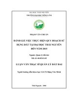 Đánh giá việc thực hiện quy hoạch sử dụng đất tại đai học thái nguyên đến năm 2015 