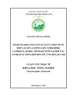 Đánh giá khả năng sản xuất của một số tổ hợp lai giữa 4 giống lợn yorkshire landrace, duroc, pietrain nuôi tại hợp tác xã dịch vụ tổng hợp hòa mỹ, ứng hòa, hà nội 