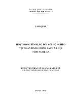 Hoạt động tín dụng đối với hộ nghèo tại Ngân hàng chính sách xã hội tỉnh Nghệ An