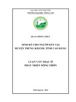 Sinh kế cho người dân tại huyện trùng khánh, tỉnh cao bằng 