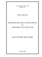 HỢP ĐỒNG MUA BÁN CĂN HỘ CHUNG CƯ THEO PHÁP LUẬT VIỆT NAM