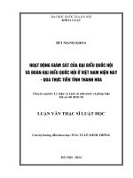 Hoạt động giám sát của đại biểu quốc hội và đoàn đại biểu quốc hội ở Việt Nam hiện nay - Qua thực tiễn tỉnh Thanh Hóa