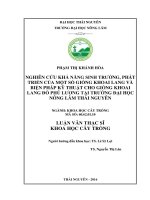 Nghiên cứu khả năng sinh trưởng, phát triển của một số giống khoai lang và biện pháp kỹ thuật cho giống khoai lang đỏ phú lương tại trường đại học nông lâm thái nguyên