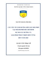 Các yếu tố ảnh hưởng đến giá nhà phố tại thành phố hồ chí minh dự báo xu hướng và giải pháp phát triển bền vững đến năm 2020 