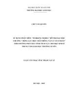 Sử dụng phần mềm working model hỗ trợ dạy học chương động lực học chất điểm (vật lý 10 cơ bản) theo hướng phát huy tính tích cực cho học sinh ở trung tâm giáo dục thường xuyên 