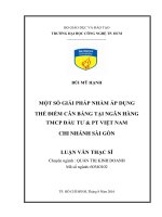 Một số giải pháp nhằm áp dụng thẻ điểm cân bằng tại ngân hàng TMCP đầu tư  phát triển việt nam chi nhánh sài gòn 
