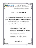 Quản trị vốn lưu động và cấu trúc vốn ảnh hưởng đến khả năng sinh lời các công ty ngành tiêu dùng niêm yết trên sàn chứng khoán TP  HCM 