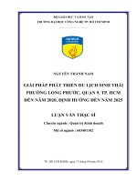Giải pháp phát triển du lịch sinh thái phường long phước, quận 9, TP HCM đến năm 2020, định hướng đến năm 2025 