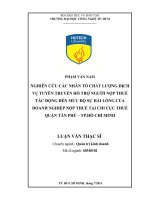 Nghiên cứu các nhân tố chất lượng dịch vụ tuyên truyền hỗ trợ người nộp thuế tác động đến mức độ sự hài lòng của doanh nghiệp nộp thuế tại chi cục thuế quận tân phú   tp  hồ chí minh 