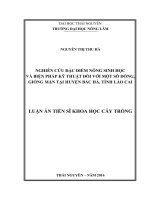 Nghiên cứu đặc điểm nông sinh học và biện pháp kỹ thuật đối với một số dòng, giống mận tại huyện Bắc Hà, tỉnh Lào Cai