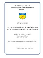 Các yếu tố ảnh hưởng đến hệ thống kiểm soát nội bộ tại vietnam airlines khu vực miền nam 