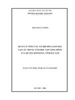 Quản lý công tác xã hội hóa giáo dục tại các trung tâm học tập cộng đồng của huyện kim bảng, tỉnh hà nam 