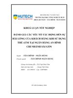 Đánh giá các yếu tố tác động đến sự hài lòng của khách hàng khi sử dụng thẻ ATM tại ngân hàng an bình chi nhánh sài gòn 