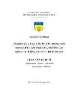 Nghiên cứu các yếu tố tác động đến động lực làm việc của người lao động tại công ty TNHH RKW lotus 