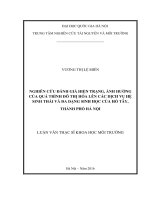 Nghiên cứu đánh giá hiện trạng, ảnh hưởng của quá trình đô thị hóa lên các dịch vụ hệ sinh thái và đa dạng sinh học của Hồ Tây, thành phố Hà Nội