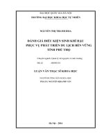 Đánh giá điều kiện sinh khí hậu phục vụ phát triển du lịch bền vững tỉnh Phú Thọ.