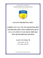 Nghiên cứu các yếu tố ảnh hưởng đến chi phí thi công công trình dân dụng của các công ty xây dựng trên địa bàn thành phố hồ chí minh 