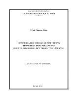 Cơ sở khoa học cho bảo vệ môi trường trong hoạt động khoáng sản khu vực Đơn Dương - Đức Trọng, tỉnh Lâm Đồng.