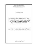 Quản lý sinh hoạt tổ chuyên môn ở các trường THPT huyện chiêm hóa, tỉnh tuyên quang theo định hướng dạy học tích hợp liên môn 