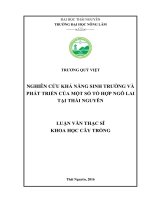 Nghiên cứu khả năng sinh trưởng và phát triển của một số tổ hợp ngô lai tại thái nguyên