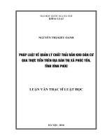 Pháp luật về quản lý chất thải rắn khu dân cư qua thực tiễn trên địa bàn thị xã Phúc Yên, tỉnh Vĩnh Phúc