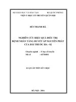 Nghiên cứu hiệu quả điều trị bệnh nhân tăng huyết áp nguyên phát của bài thuốc HA02