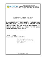 Hoàn thiện quy trình kiểm toán khoản mục phải trả nhà cung cấp do công ty TNHH kiểm toán và dịch vụ tin học TP  HCM thực hiện  