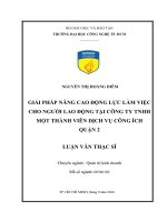 Giải pháp nâng cao động lực làm việc cho người lao động tại công ty TNHH MTV dịch vụ công ích quận 2 