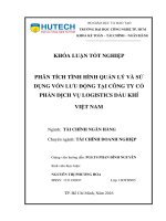Phân tích tình hình quản lý và sử dụng vốn lưu động tại công ty cổ phần dịch vụ logistic dầu khí việt nam 