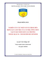 Nghiên cứu các nhân tố tác động đến động lực làm việc của cán bộ, công chức tại ủy ban nhân dân các phường thuộc quận 10   thành phố hồ chí minh 