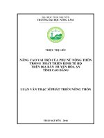Nâng cao vai trò của phụ nữ nông thôn trong phát triển kinh tế hộ trên địa bàn huyện hòa an, tỉnh cao bằng 