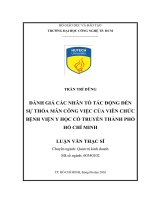 Đánh giá các nhân tố tác động đến sự thỏa mãn công việc của viên chức bệnh viện y học cổ truyền thành phố hồ chí minh 