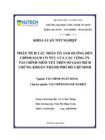 Phân tích các nhân tố ảnh hưởng tới chính sách cổ tức của các công ty niêm yết trên sở giao dịch chứng khoán TP  HCM 