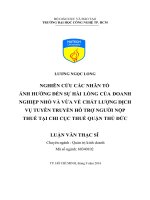 Nghiên cứu các nhân tố ảnh hưởng đến sự hài lòng của doanh nghiệp nhỏ và vừa về chất lượng dịch vụ tuyên truyền hỗ trợ người nộp thuế tại chi cục thuế quận thủ đức 