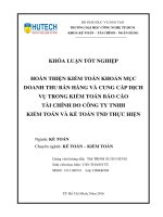Hoàn thiện kiểm toán khoản mục doanh thu bán hàng và cung cấp dịch vụ trong kiểm toán báo cáo tài chính tại công ty TNHH kiểm toán và kế toán TND  