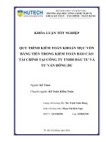 Quy trình kiểm toán khoản mục vốn bằng tiền trong kiểm toán báo cáo tài chính tại công ty TNHH đầu tư và tư vấn đông du  