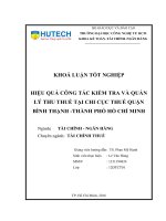Hiệu quả của công tác kiểm tra và quản lý thu thuế tại chi cục thuế quận bình thạnh TP HCM 