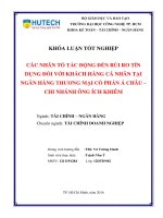 Các nhân tố tác động đến rủi ro tín dụng đối với khách hàng cá nhân tại ngân hàng TMCP á châu   chi nhánh ông ích khiêm  