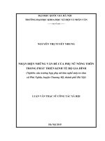 Nhận diện những vấn đề của phụ nữ nông thôn trong phát triển kinh tế hộ gia đình ( nghiên cứu trường hợp phụ nữ làm nghề mây tre đan xã phú nghĩa, huyện chương mỹ, thành phố hà nội) 