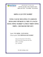 Nâng cao sự hài lòng của khách hàng đối với dịch vụ thẻ của ngân hàng nông nghiệp và phát triển nông thôn   chi nhánh thủ đức 