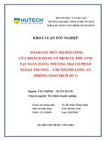 Đánh giá mức độ hài lòng của khách hàng về dịch vụ thẻ ATM tại ngân hàng TMCP ngoại thương VN   chi nhánh long an   PGD số 1  