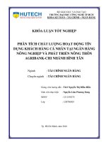 Phân tích hoạt động tín dụng khách hàng cá nhân tại ngân hàng nông nghiệp  PT nông thôn agribank   CN bình tân 