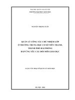 Quản lý công tác chủ nhiệm lớp ở trường trung học cơ sở tiên thanh, thành phố hải phòng đáp ứng yêu cầu đổi mới giáo dục 