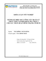Đánh giá hiệu quả công tác quản lý thuế TNDN tại đội kiểm tra số 3   chi cục thuế quận bình thạnh  