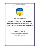 Giải pháp nâng cao năng suất lao động của công nhân thi công lưới điện tại công ty điện lực duyên hải 