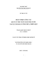 Hoàn thiện công tác quản lý thu ngân sách nhà nước tại Cục Hải quan tỉnh Thừa Thiên Huế