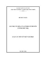 Giá trị văn hóa của lễ hội cổ truyền ở tỉnh Phú Thọ