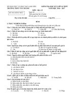 KIỂM TRA HỌC KÌ I LỚP 10 THPT  (2016 - 2017 - đề 2)