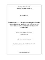Ảnh hưởng của việc bổ sung bột lá sắn đến khả năng sinh trưởng, chỉ tiêu sinh lý, sinh hóa máu và hình thái tế bào gan ở chim cút 