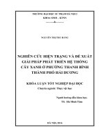 Nghiên cứu hiện trạng và đề xuất giải pháp phát triển hệ thống cây xanh ở phường thanh bình thành phố hải dương 